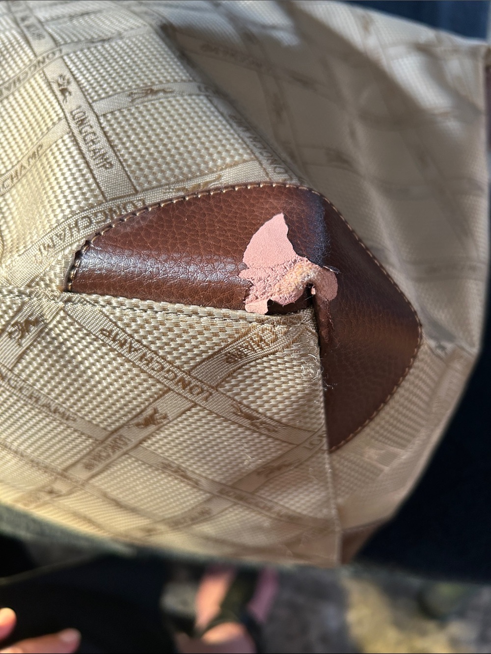 Longchamp Vintage Beige and Brown Tote with Logo Monogram Pattern - Picture 10 of 16